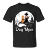 Halloween Moon And Cliff Woman And Dog Back View Crazy Dog Witch Personalized Shirt