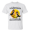 Halloween Witch Besties On Broom Trouble Together Personalized Shirt