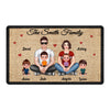 Couple Parents Sitting And Kids Family Personalized Doormat