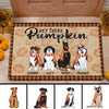Hey There Pumpkin Fall Season Cute Sitting Dog Personalized Doormat