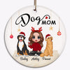 Dog Mom Doll Girl Sitting Christmas Personalized Circle Ornament