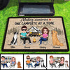 Making Memories Camping Doll Couple & Cute Sitting Dog Sketch Personalized Doormat