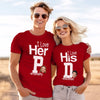 Couple Funny Valentine‘s Day Gift I Love Her P I Love His D Photo Personalized Matching Shirts [Set of 2 Shirts]