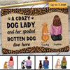 Leopard Crazy Dog Mom Lives Here Personalized Doormat