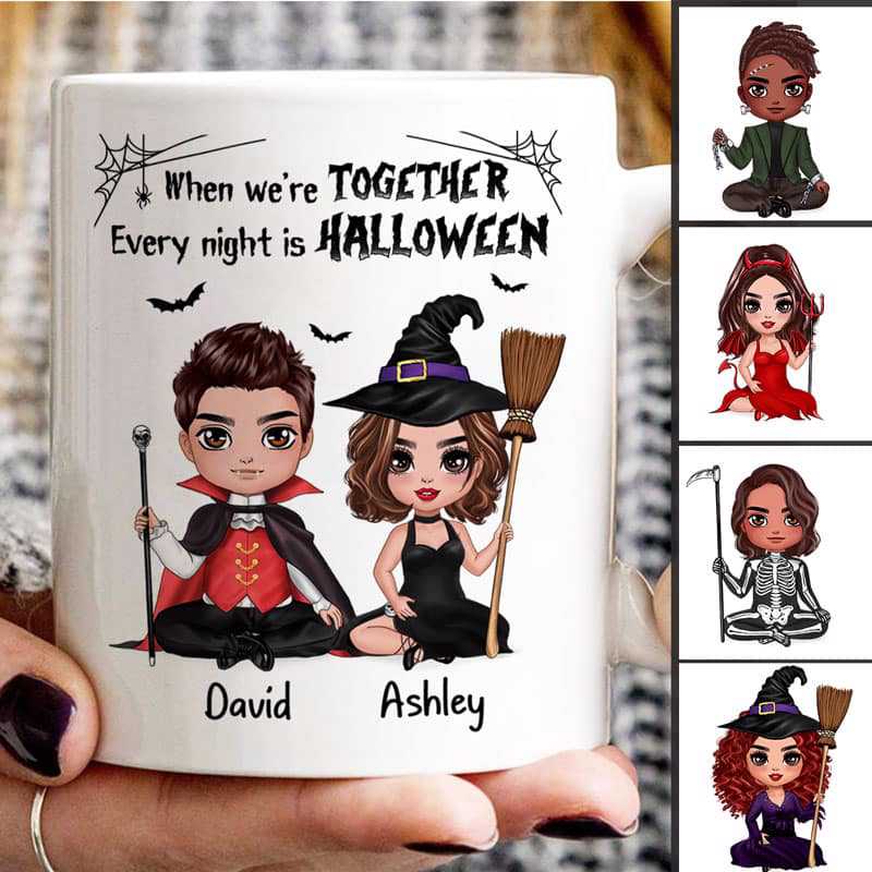 Doll Couple Sitting Halloween Costume Personalized Mug