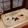 Halloween Simple Wicked Witch & Walking Fluffy Cat Live Here Personalized Doormat