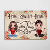 Roses Newspaper Pattern Doll Couple Sitting Home Sweet Home Personalized Horizontal Poster