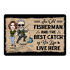 Fisherman & His Best Catch Caricature Fishing Personalized Doormat