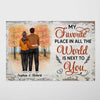 Fall Season Couple Standing Back View Personalized Horizontal Poster