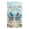 Back View Couple Sitting Beach Landscape Personalized Beach Towel