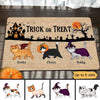Trick Or Treat Halloween Walking Fluffy Cats Personalized Doormat