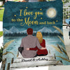 Couple Love You To The Moon And Back Gift For Him For Her Personalized Fleece Blanket