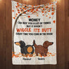 Dachshund Wiggle Its Butt Fall Tree Personalized Fleece Blanket