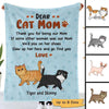 Dear Cat Mom Walking Fluffy Cats Personalized Fleece Blanket