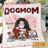 Dog Mom Red Patterned Personalized Fleece Blanket