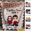Doll Couple Sitting Under Colorful Tree Envelope Pattern Personalized Fleece Blanket