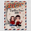 Doll Couple Sitting Under Colorful Tree Envelope Pattern Personalized Fleece Blanket