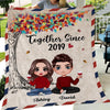Doll Couple Sitting Under Colorful Tree Envelope Pattern Personalized Fleece Blanket