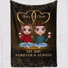 Doll Couple Sitting Gift For Him For Her Personalized Fleece Blanket