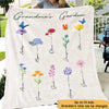 Family Watercolor Flowers Personalized Fleece Blanket