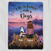 Girl And Dogs On Bridge Personalized Fleece Blanket