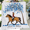 Girl And Her Horse Under Tree Personalized Fleece Blanket