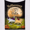 Halloween With Walking Cats Personalized Fleece Blanket