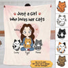 Just A Girl Who Loves Cats Personalized Fleece Blanket