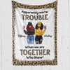 Leopard We‘re Trouble Besties Front View Personalized Blanket