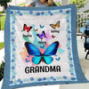 Mom Grandma And Kids Butterfly Personalized Fleece Blanket