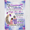 Purple Flower Grandma And Granddaughter On Moon Personalized Fleece Blanket