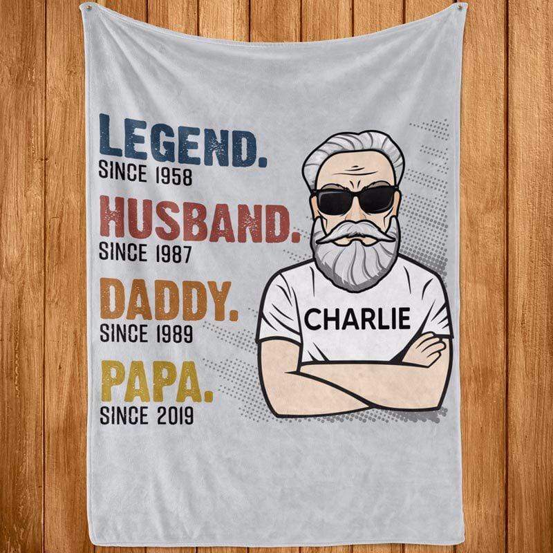 The Legend Grandpa Old Man Personalized Fleece Blanket
