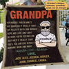 To Grandpa Old Man Retro Personalized Fleece Blanket