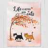 Walking Cats Under Tree Personalized Fleece Blanket