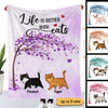 Walking Cats Under Tree Personalized Fleece Blanket