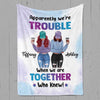 We‘re Trouble Besties Front View Personalized Fleece Blanket