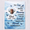 Your Life Was A Blessing Memorial Personalized Fleece Blanket