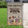 Backyard Bar & Grill Dogs Personalized Garden Flag
