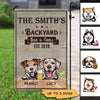 Backyard Bar & Grill Dogs Personalized Garden Flag