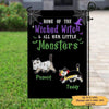 Home Of Wicked Witch And Little Monster Halloween Personalized Cat Decorative Garden Flags