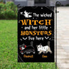Halloween Cat Wicked Witch And Little Monsters Personalized Cat Decorative Garden Flags