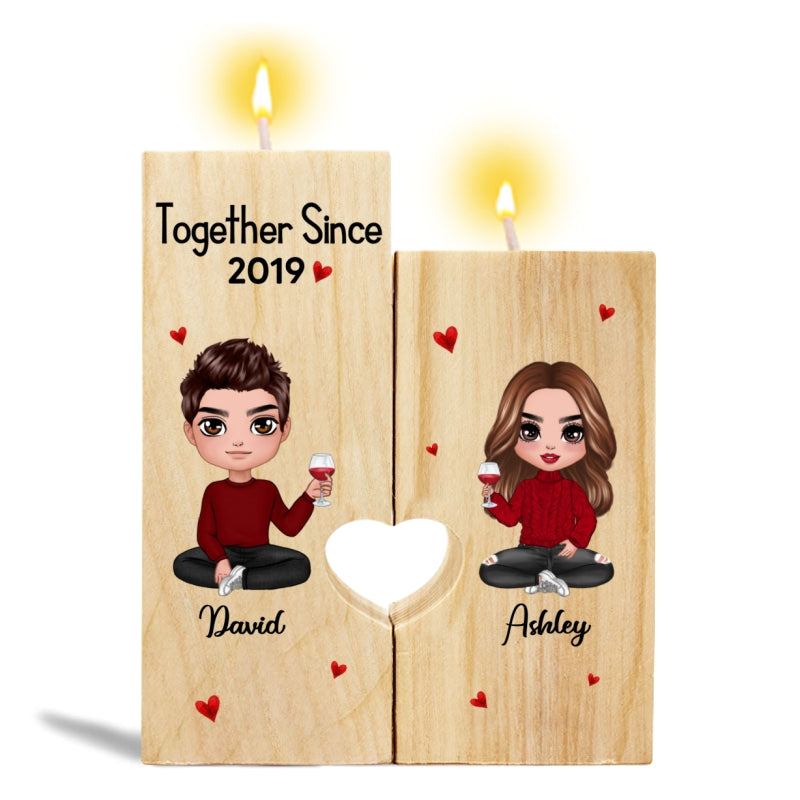 Doll Couple Sitting Gift For Him Gift For Her Personalized Candle Holder