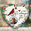 Always With You Holly Branch Cardinal Memorial Photo Personalized Heart Ornament
