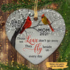 Cardinals Blossom Tree Dad Mom Memorial Personalized Heart Ornament