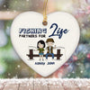 Fishing Partners For Life Chibi Couple Personalized Heart Ornament