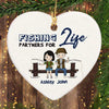 Fishing Partners For Life Chibi Couple Personalized Heart Ornament