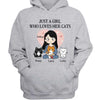 Just A Girl Who Loves Her Cat Personalized Hoodie (Ash)