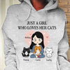 Just A Girl Who Loves Her Cat Personalized Hoodie (Ash)