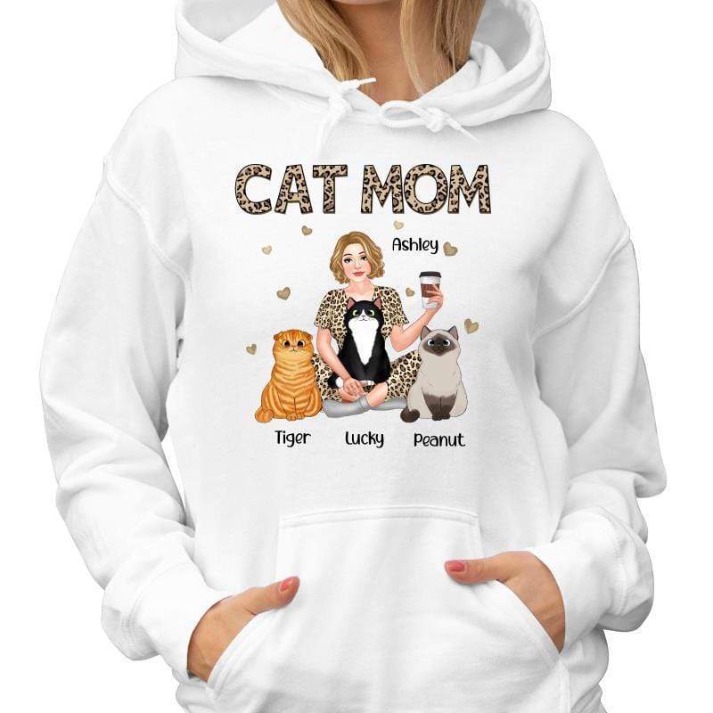 Cat Mom Leopard Pretty Girl Personalized Hoodie Sweatshirt
