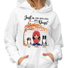 Fall Season Doll Dog Mom Sitting Personalized Hoodie Sweatshirt